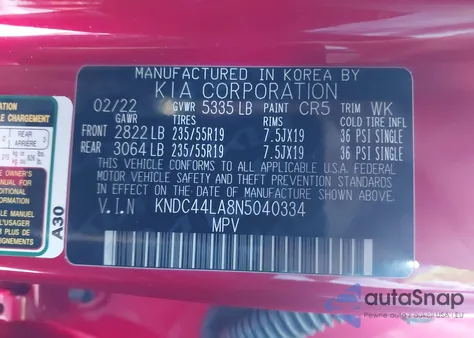 2022 Kia Ev6 Gt-Line from USA, damaged, VIN KNDC44LA8N5040334